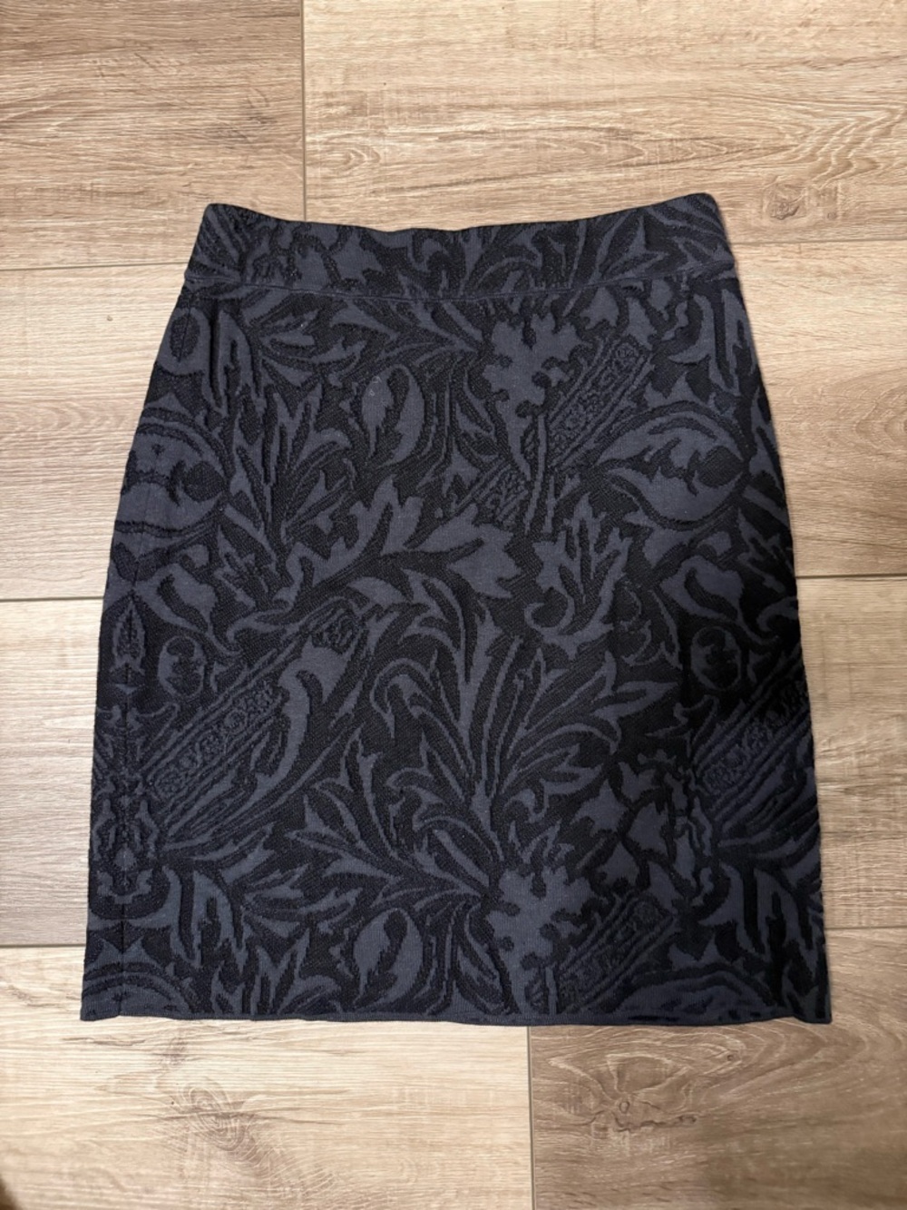 Peruvian Connection Black & Charcoal Jacquard Pencil Skirt